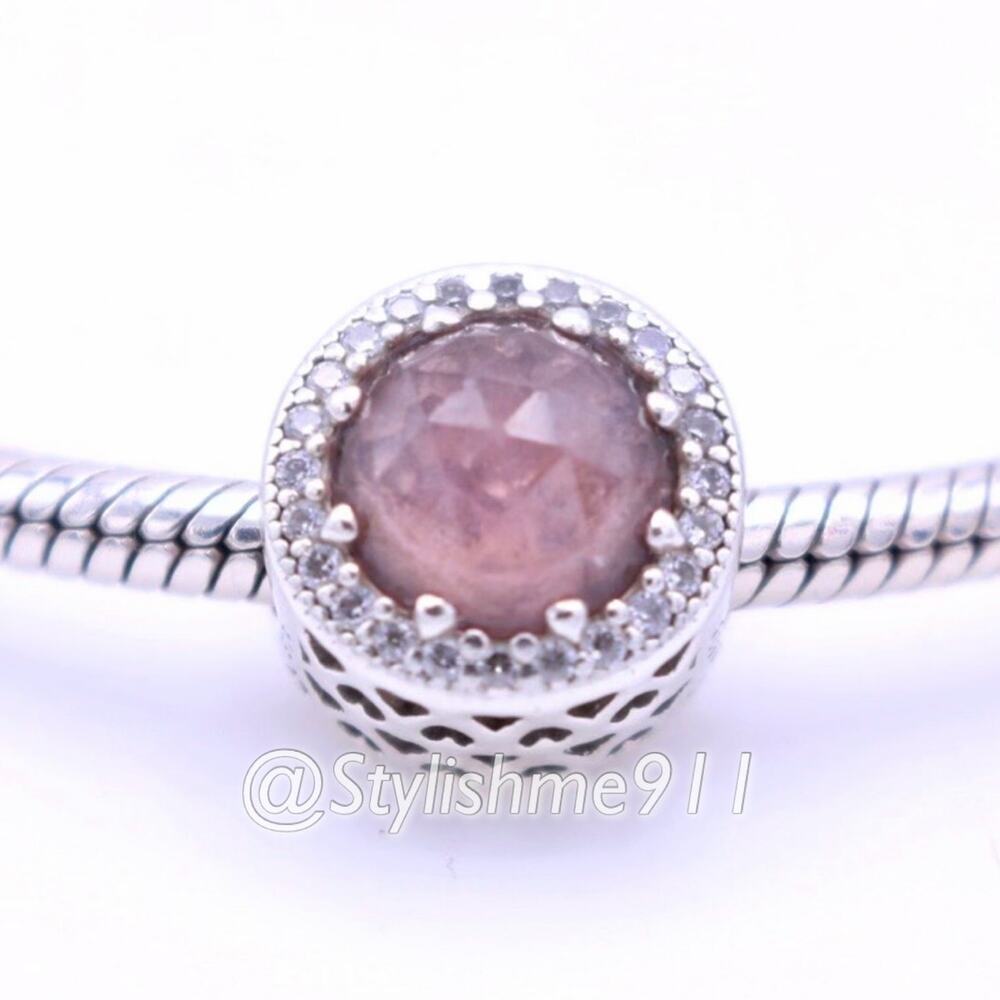 Authentic PANDORA Radiant Hearts Charm with Blush Pink Crystal